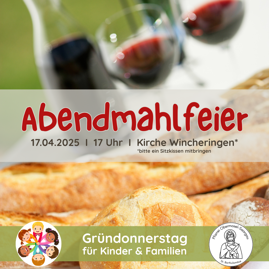 Aktionsplakat für die Abendmahlfeier für Kinder und Familien in Wincheringen