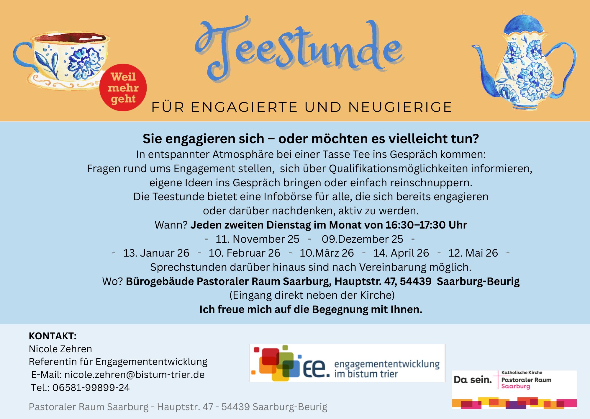 Teestunde für Engagierte und Neugierige
